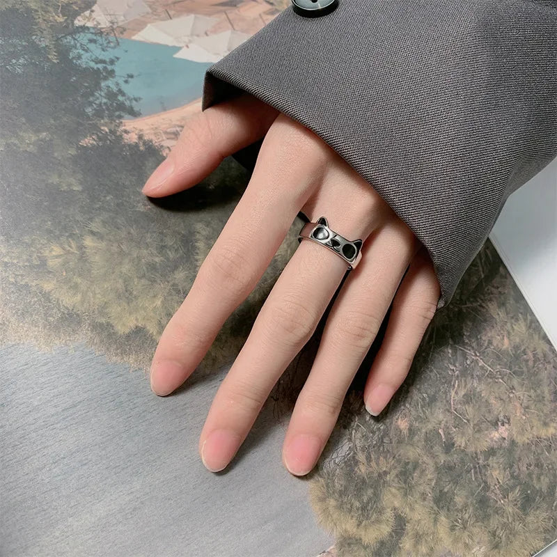 Adjustable Enamel Panda Ring in Copper by HitMyNeed