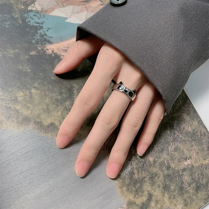Adjustable Enamel Panda Ring in Copper by HitMyNeed