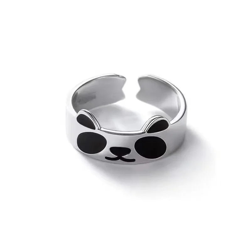 Adjustable Enamel Panda Ring in Copper by HitMyNeed