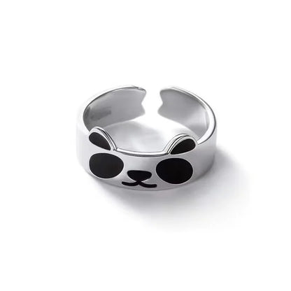 Adjustable Enamel Panda Ring in Copper by HitMyNeed