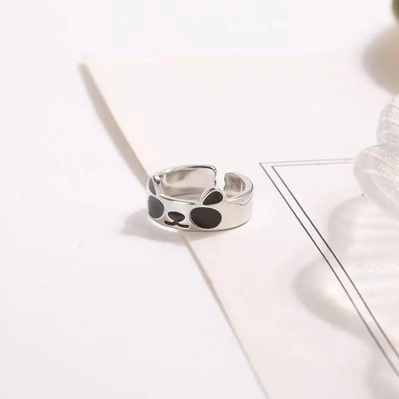 Adjustable Enamel Panda Ring in Copper by HitMyNeed