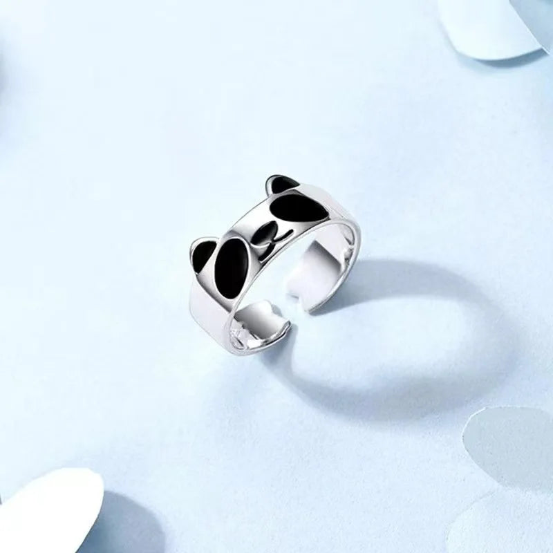 Adjustable Enamel Panda Ring in Copper by HitMyNeed