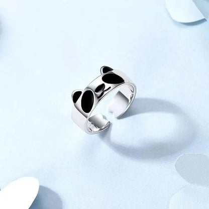 Adjustable Enamel Panda Ring in Copper by HitMyNeed