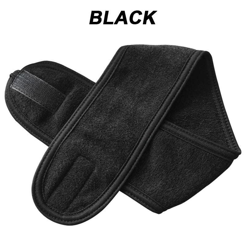 Adjustable Face Washing Headband with Magic Tape black 1pc by HitMyNeed