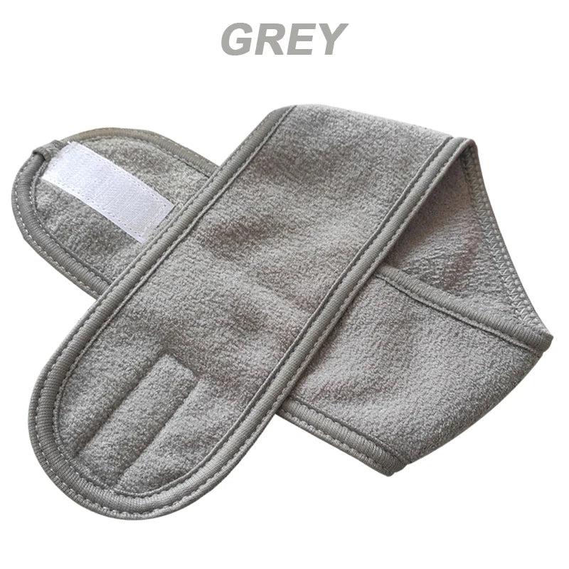 Adjustable Face Washing Headband with Magic Tape gray 3pcs by HitMyNeed