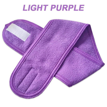Adjustable Face Washing Headband with Magic Tape light-purple 1pc by HitMyNeed