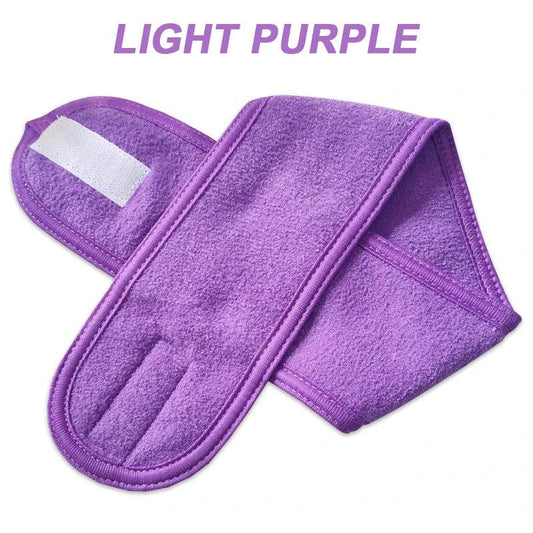 Adjustable Face Washing Headband with Magic Tape light-purple 1pc by HitMyNeed