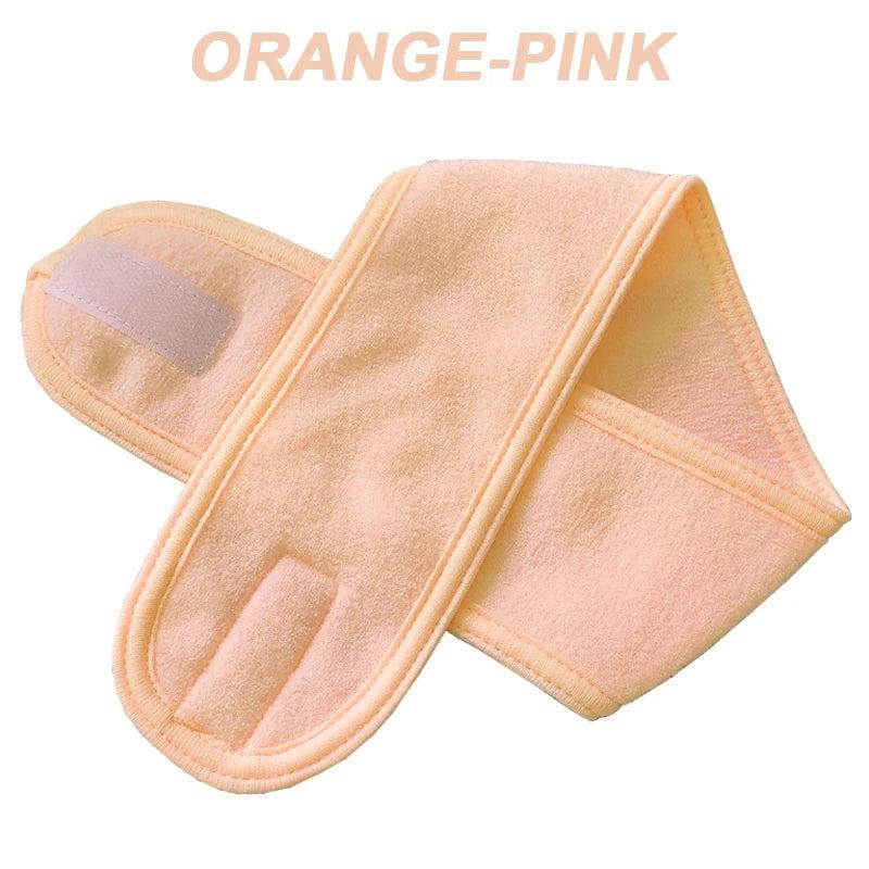 Adjustable Face Washing Headband with Magic Tape orang-pink 1pc by HitMyNeed