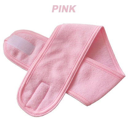 Adjustable Face Washing Headband with Magic Tape pink 1pc by HitMyNeed