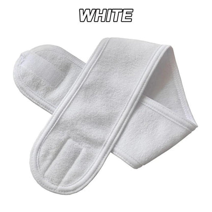 Adjustable Face Washing Headband with Magic Tape white 3pcs by HitMyNeed