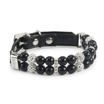 Adjustable Faux Pearl Dog Collar Necklace black l by HitMyNeed