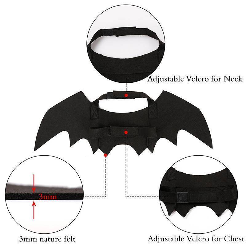 Adjustable Felt Bat Wings Costume for Cats by HitMyNeed