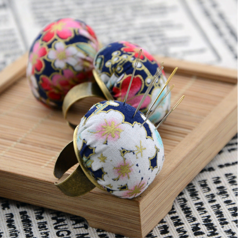 Adjustable Floral Pin Cushion Ring for Sewing by HitMyNeed