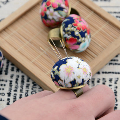 Adjustable Floral Pin Cushion Ring for Sewing by HitMyNeed