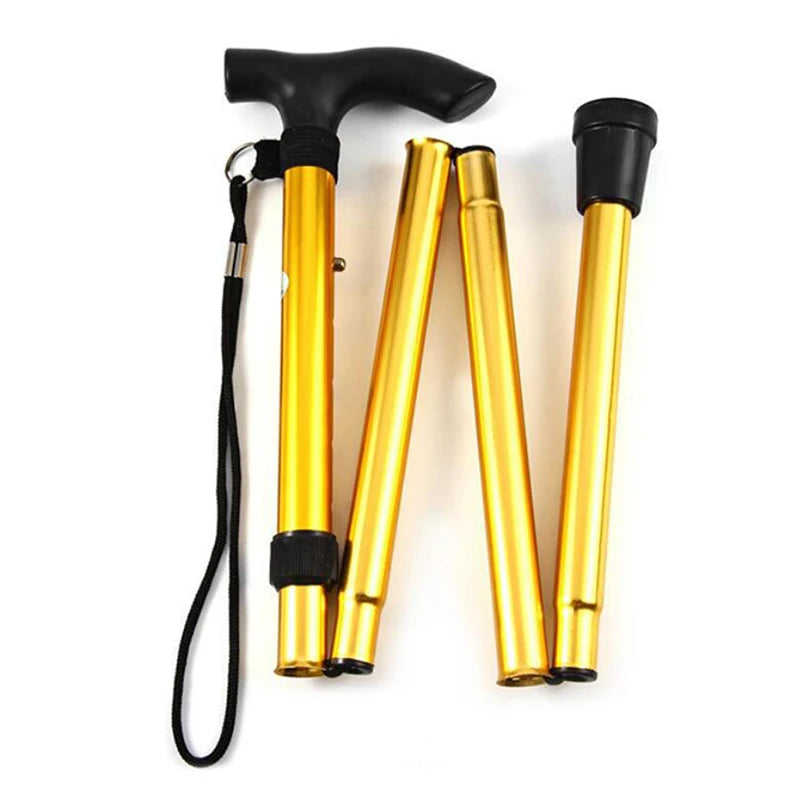 Adjustable Folding Trekking Pole for Hiking & Walking gold by HitMyNeed