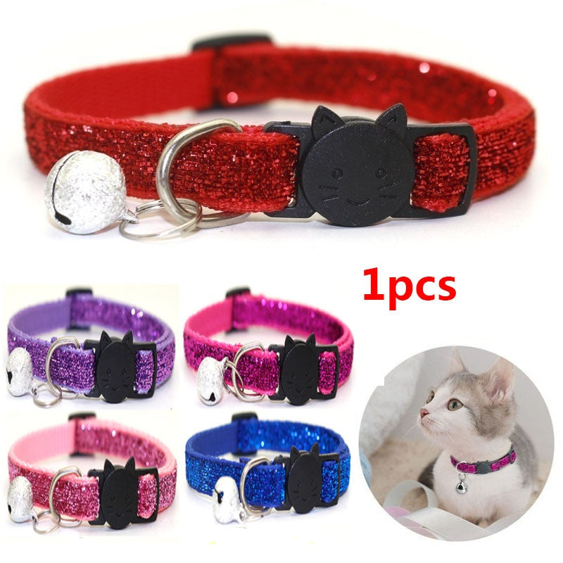 Adjustable Glitter Cat Collar with Bell by HitMyNeed