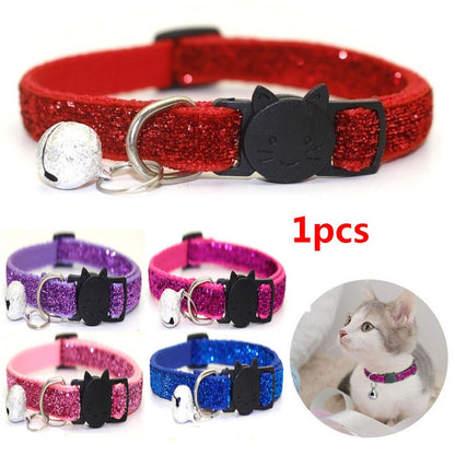 Adjustable Glitter Cat Collar with Bell by HitMyNeed