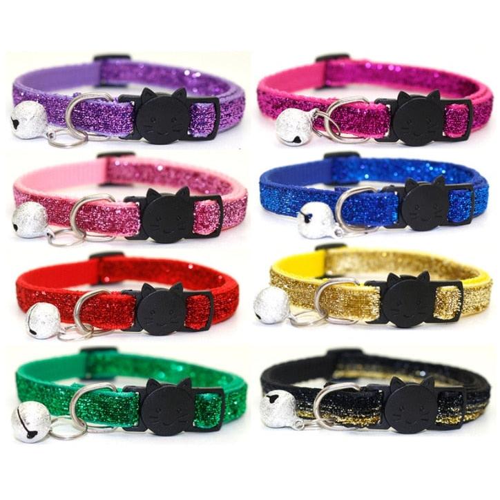 Adjustable Glitter Cat Collar with Bell by HitMyNeed