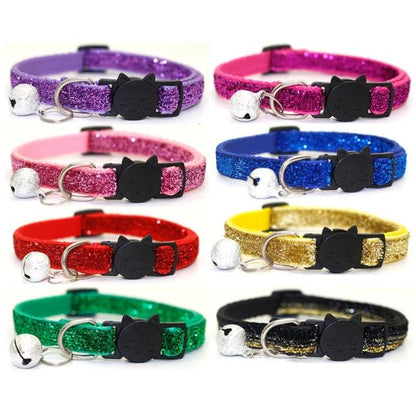Adjustable Glitter Cat Collar with Bell by HitMyNeed