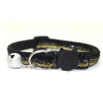 Adjustable Glitter Cat Collar with Bell blackgold by HitMyNeed