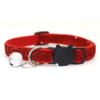 Adjustable Glitter Cat Collar with Bell red by HitMyNeed