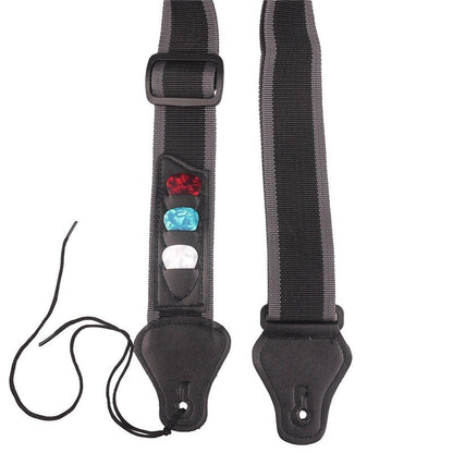 Adjustable Guitar Strap with Built-In Pick Holder by HitMyNeed
