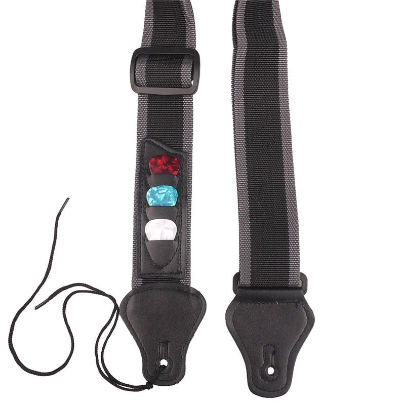 Adjustable Guitar Strap with Pick Holders by HitMyNeed
