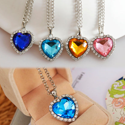 Adjustable Heart Crystal Pendant Necklace by HitMyNeed