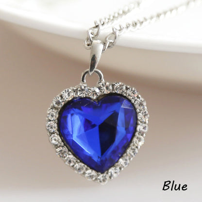 Adjustable Heart Crystal Pendant Necklace bl by HitMyNeed