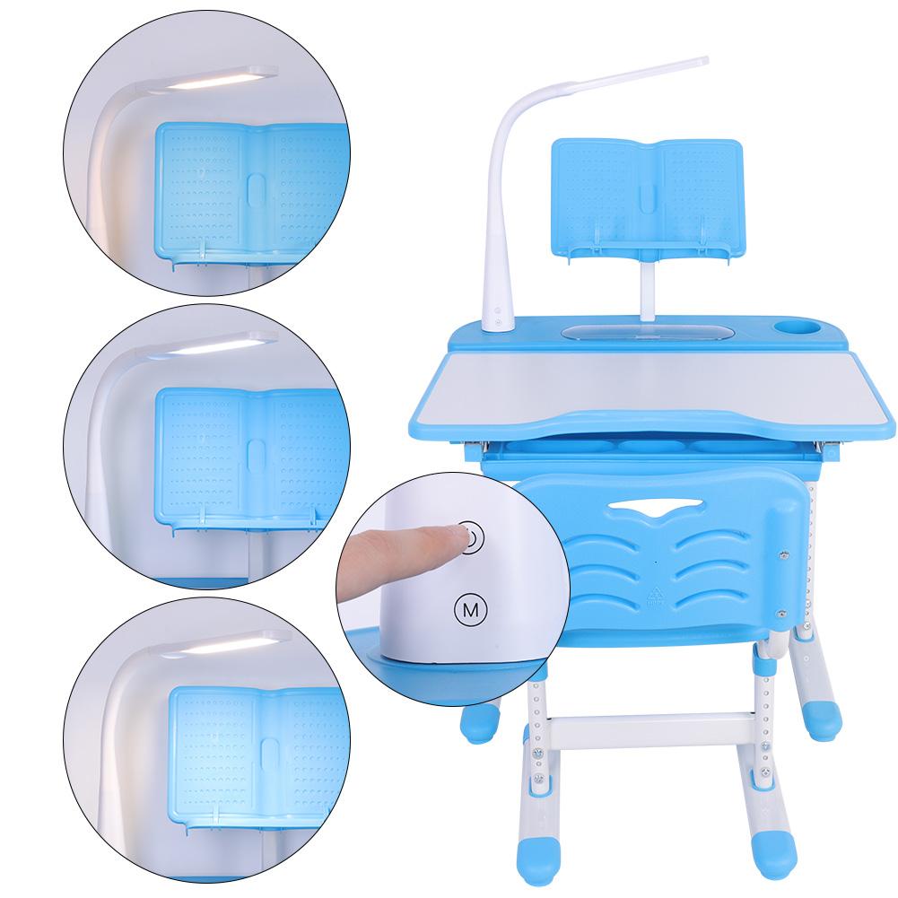 Adjustable Kids Study Table and Chair Set with Lamp by HitMyNeed