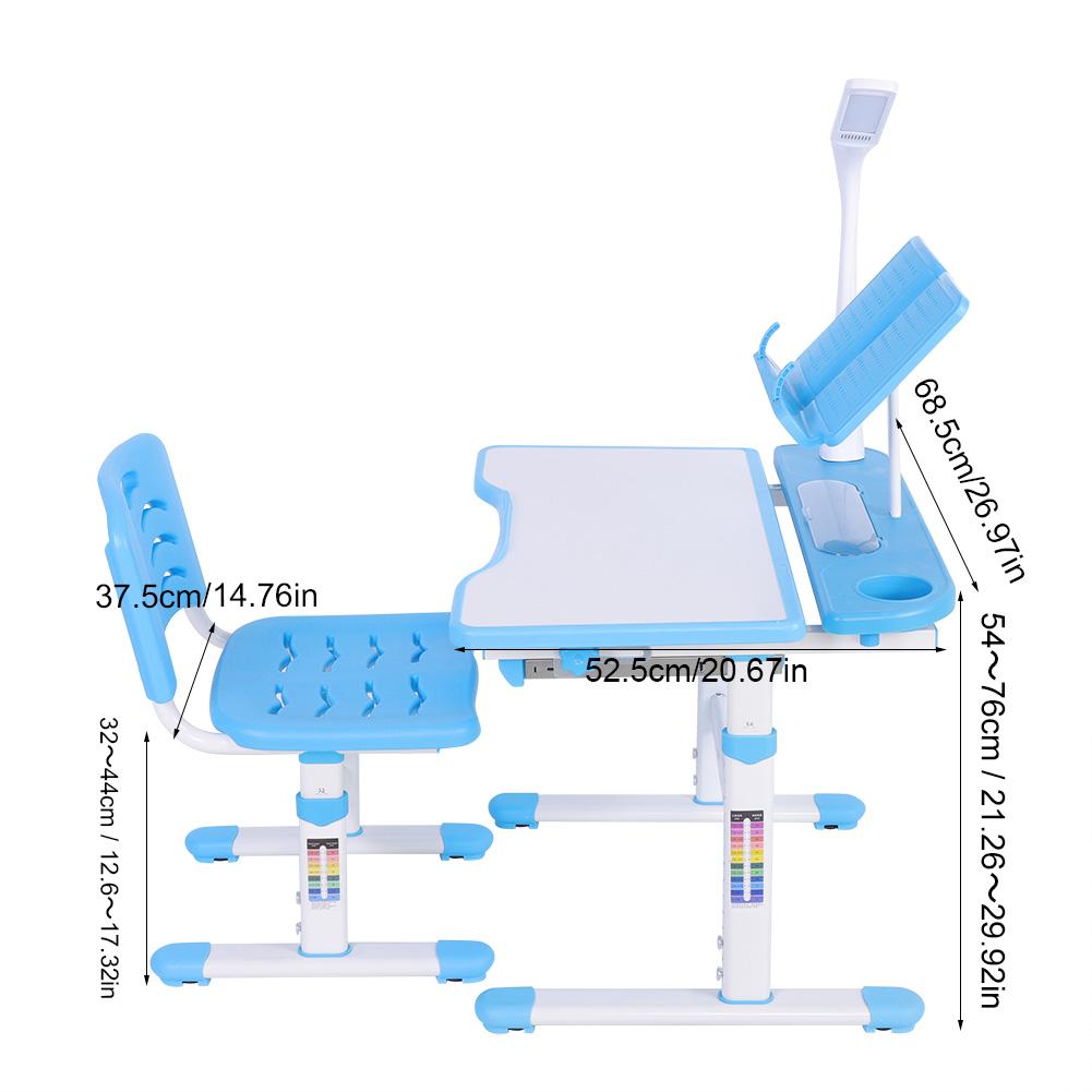 Adjustable Kids Study Table and Chair Set with Lamp by HitMyNeed