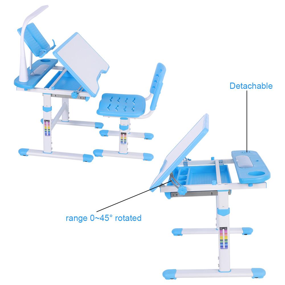 Adjustable Kids Study Table and Chair Set with Lamp by HitMyNeed