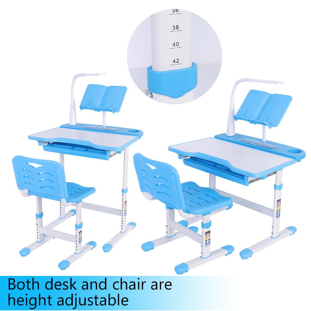 Adjustable Kids Study Table and Chair Set with Lamp by HitMyNeed