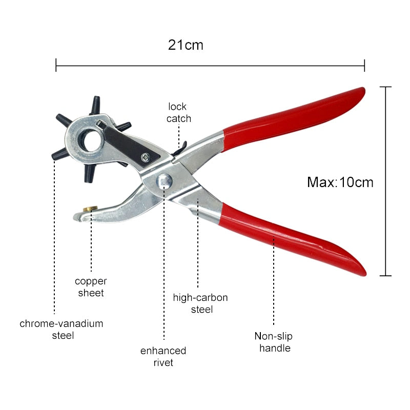 Adjustable Leather Hole Punch Tool with 6 Sizes by HitMyNeed