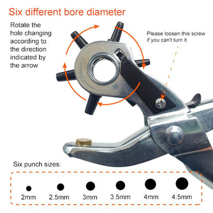 Adjustable Leather Hole Punch Tool with 6 Sizes by HitMyNeed