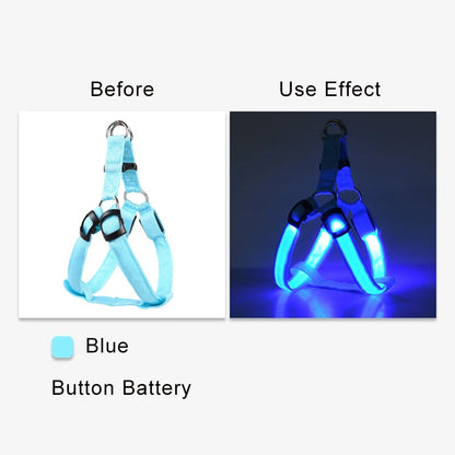 Adjustable LED No-Pull Dog Harness for Night Safety blue l by HitMyNeed