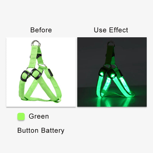 Adjustable LED No-Pull Dog Harness for Night Safety green m by HitMyNeed