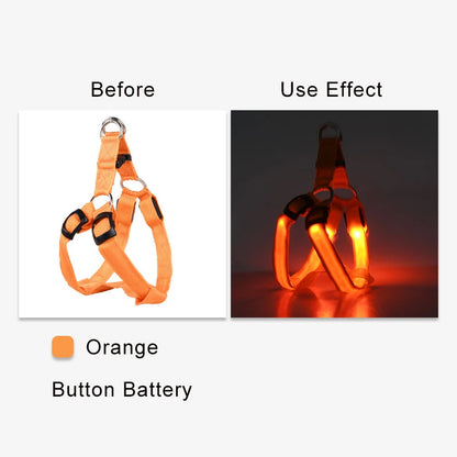 Adjustable LED No-Pull Dog Harness for Night Safety orange s by HitMyNeed
