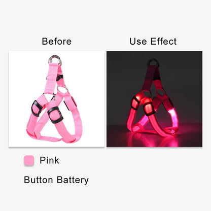 Adjustable LED No-Pull Dog Harness for Night Safety pink m by HitMyNeed