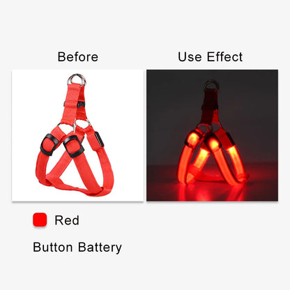 Adjustable LED No-Pull Dog Harness for Night Safety red s by HitMyNeed
