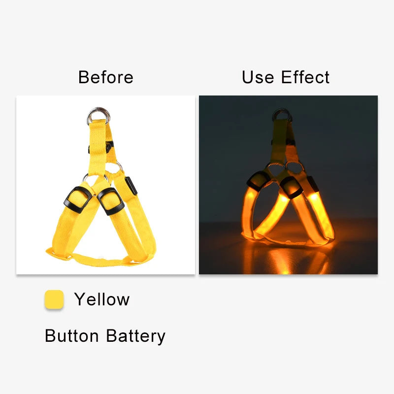 Adjustable LED No-Pull Dog Harness for Night Safety yellow m by HitMyNeed