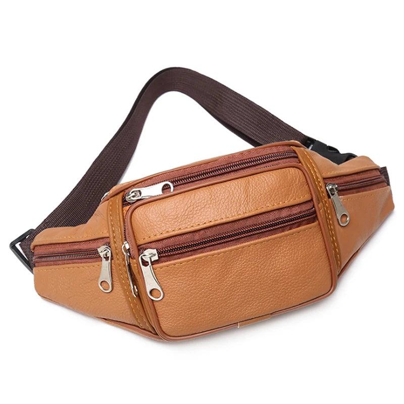 Adjustable Men's PU Leather Belt Bag by HitMyNeed