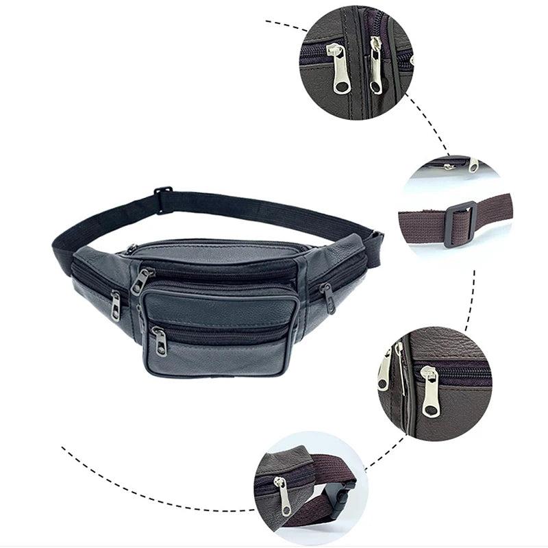 Adjustable Men's PU Leather Belt Bag by HitMyNeed