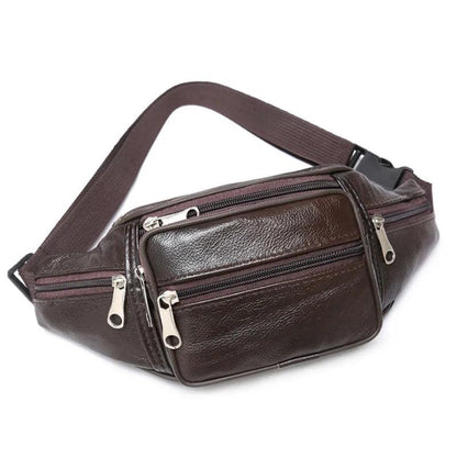 Adjustable Men's PU Leather Belt Bag coffee by HitMyNeed