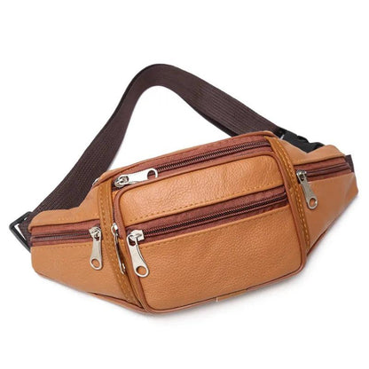 Adjustable Men's PU Leather Belt Bag yellow by HitMyNeed