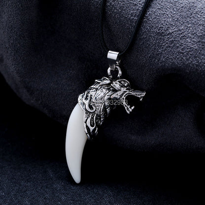 Adjustable Men's Wolf Tooth Pendant Necklace by HitMyNeed