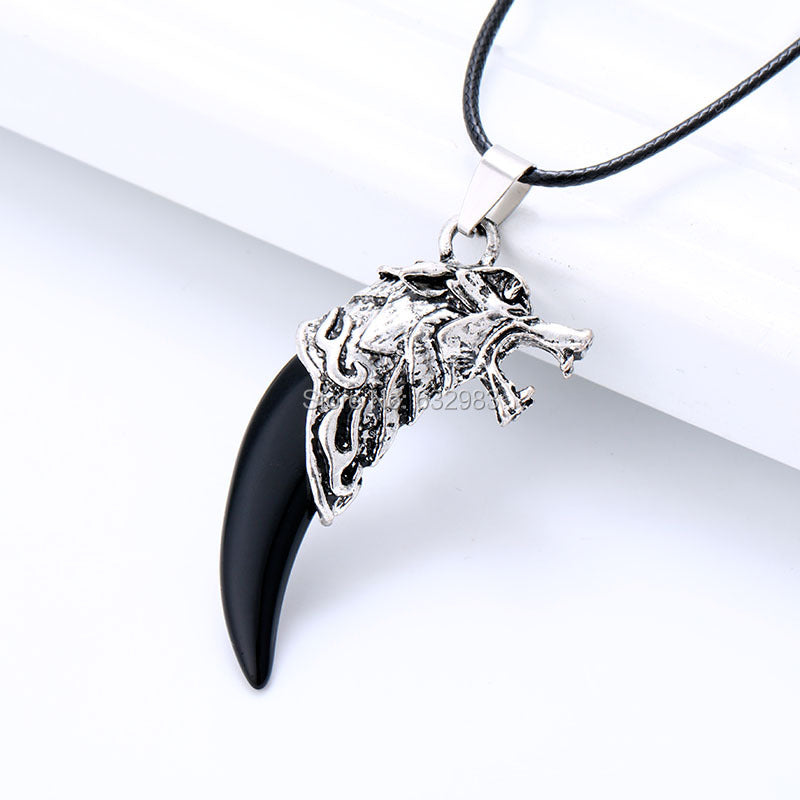 Adjustable Men's Wolf Tooth Pendant Necklace by HitMyNeed