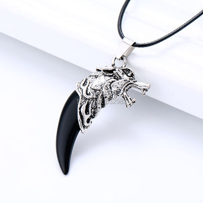 Adjustable Men's Wolf Tooth Pendant Necklace by HitMyNeed