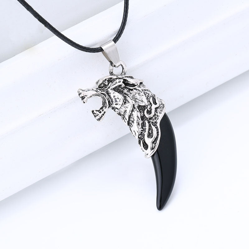 Adjustable Men's Wolf Tooth Pendant Necklace by HitMyNeed