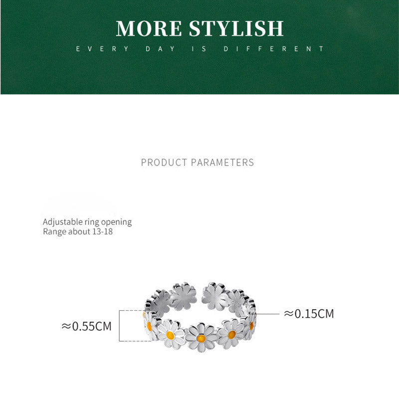 Adjustable Metal Daisy Band Ring by HitMyNeed